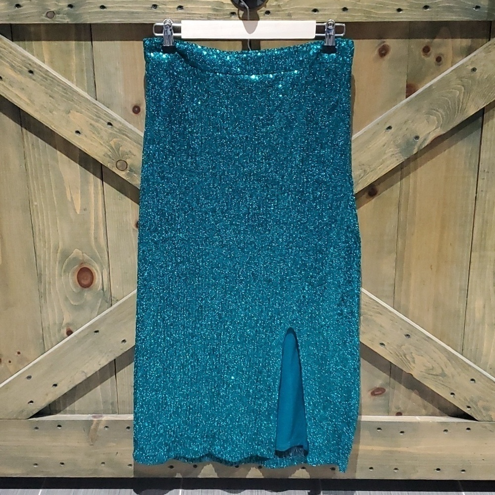 ANTHROPOLOGIE MAEVE SHIMMER SEQUINS STRETCH SKIRT SIZE XS RAVE DISCO CLUBWEAR